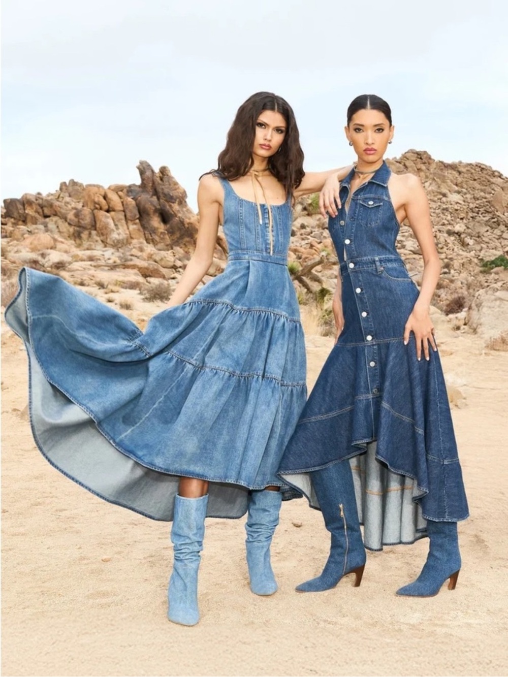 alice + olivia JUANA HIGH LOW DENIM DRESS - Picture 5 of 11